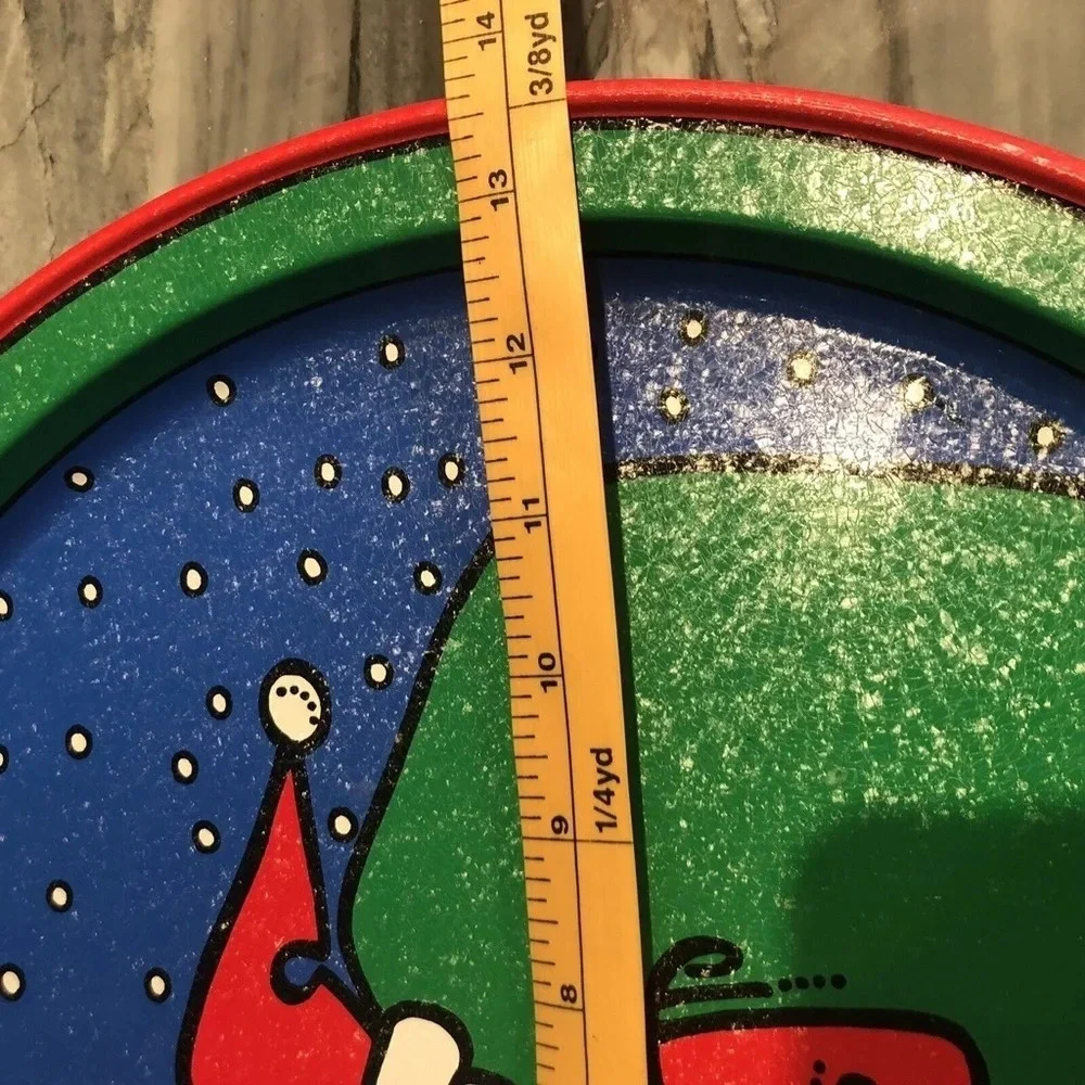 Vintage Ken Saunders Potpourri Press 1989 Retro Santa Tin Trays TWO Signed.